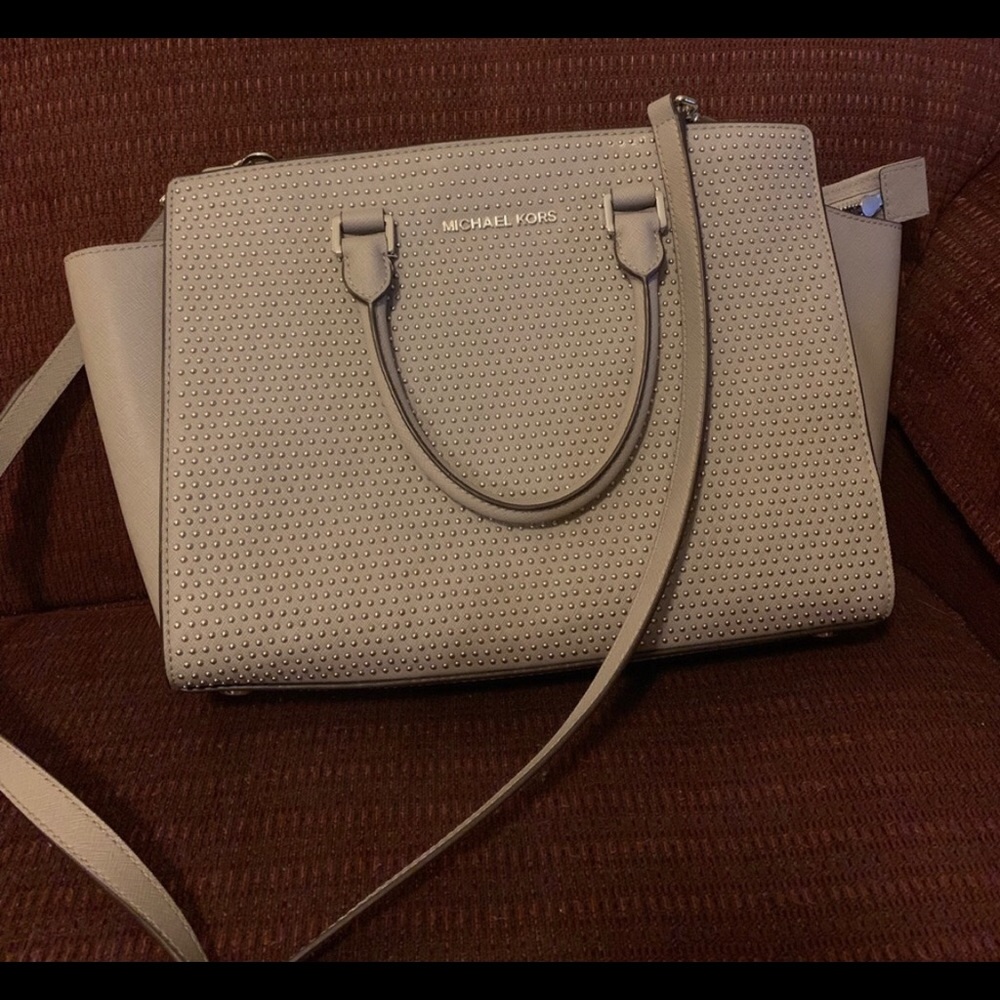 Michael Kors grey and silver stud purse